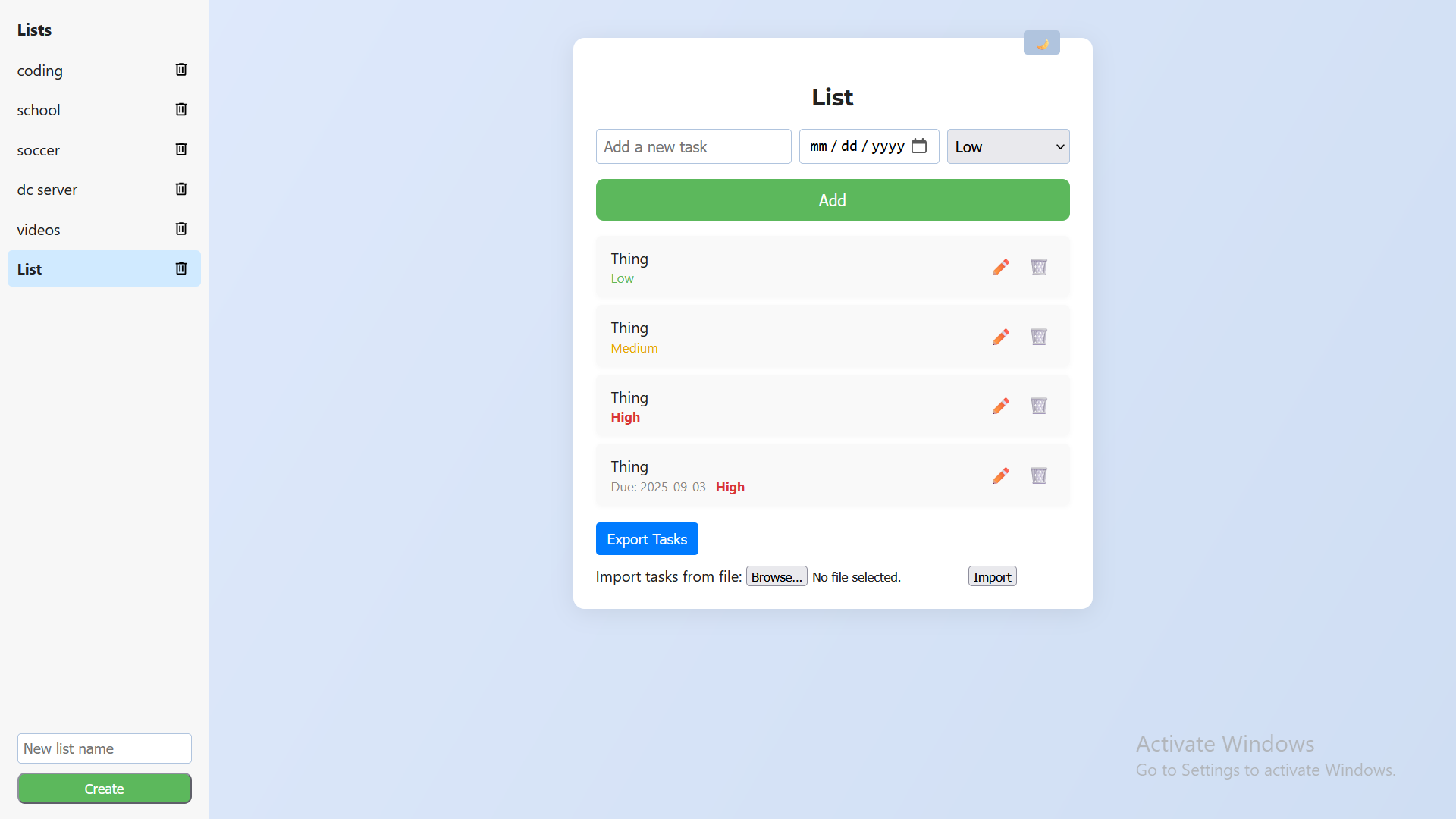 To-Do List screenshot